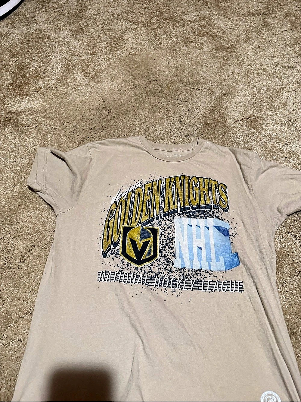 Mitchell & Ness Vegas Golden Knights Core Plus T-Shirt Tan & Blue Large